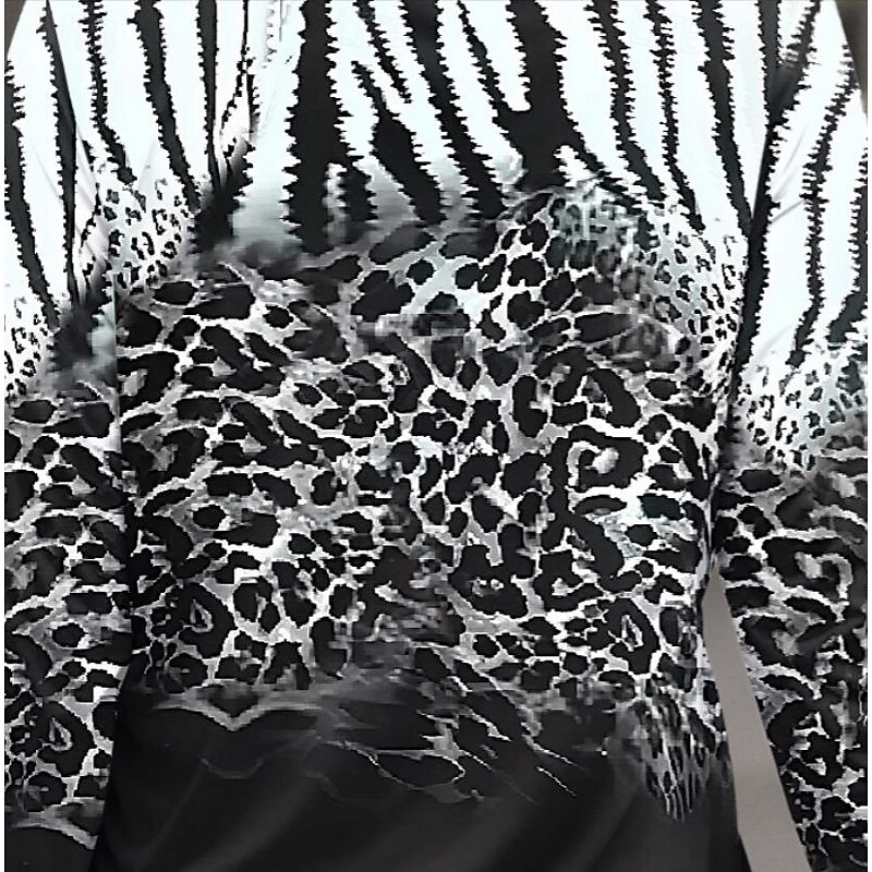 Women's T shirt Long Sleeve Quarter Zip Long Sleeve Casual Ombre Leopard V Neck Regular Tops Daily Black Spring Winter Prefall3