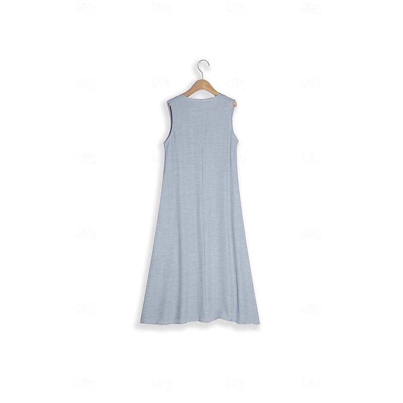 Women's Pink Blue khaki Summer Spring Maxi long Dress Maxi Dress Cotton Linen Dresses Casual Dress Sundress Basic Modern Daily Weekend Loose Fit Plain V Neck 17