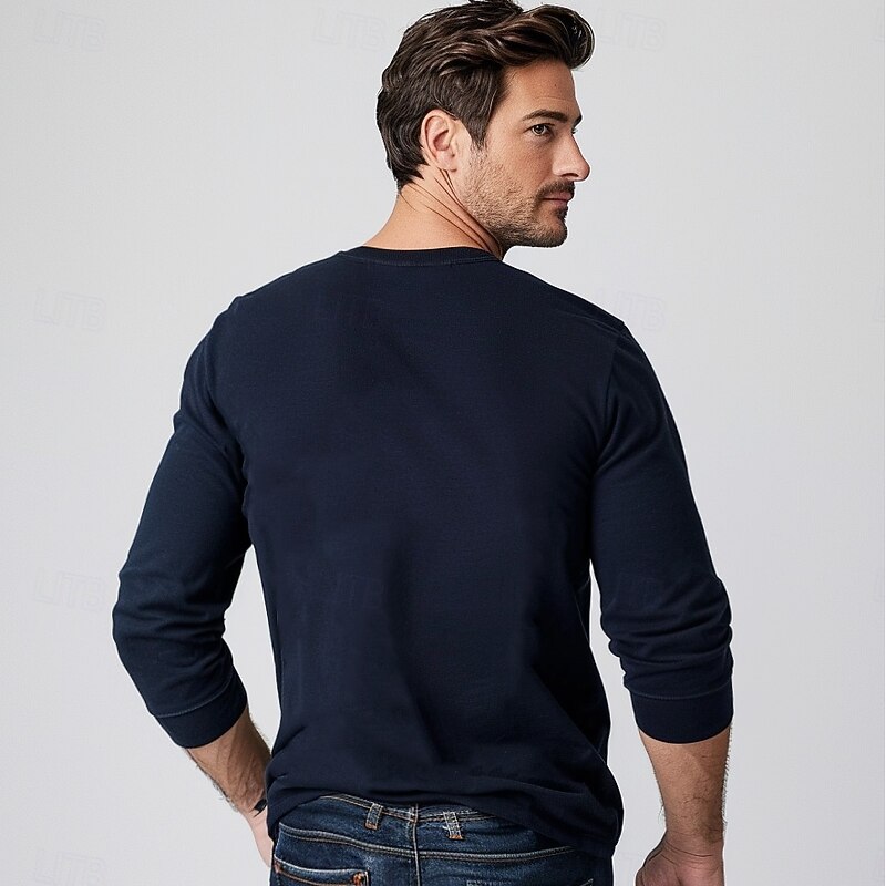 Men's 100% Cotton T Shirt Ombre Graphic Crew Neck Training Outdoor Long Sleeve Crewneck Clothing Apparel Elegant Warm Vacation Vintage2