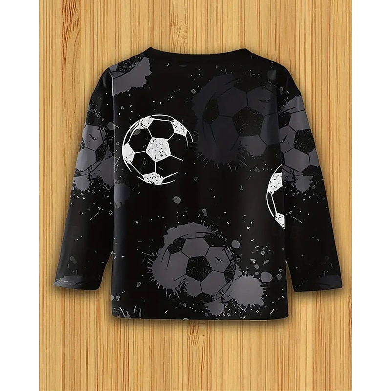 Boys' 3D Graphic Football T shirt Tee Long Sleeve Spring Fall Fashion Basic Kids 4-12 Years Crew Neck Outdoor Casual Daily Regular Fit3