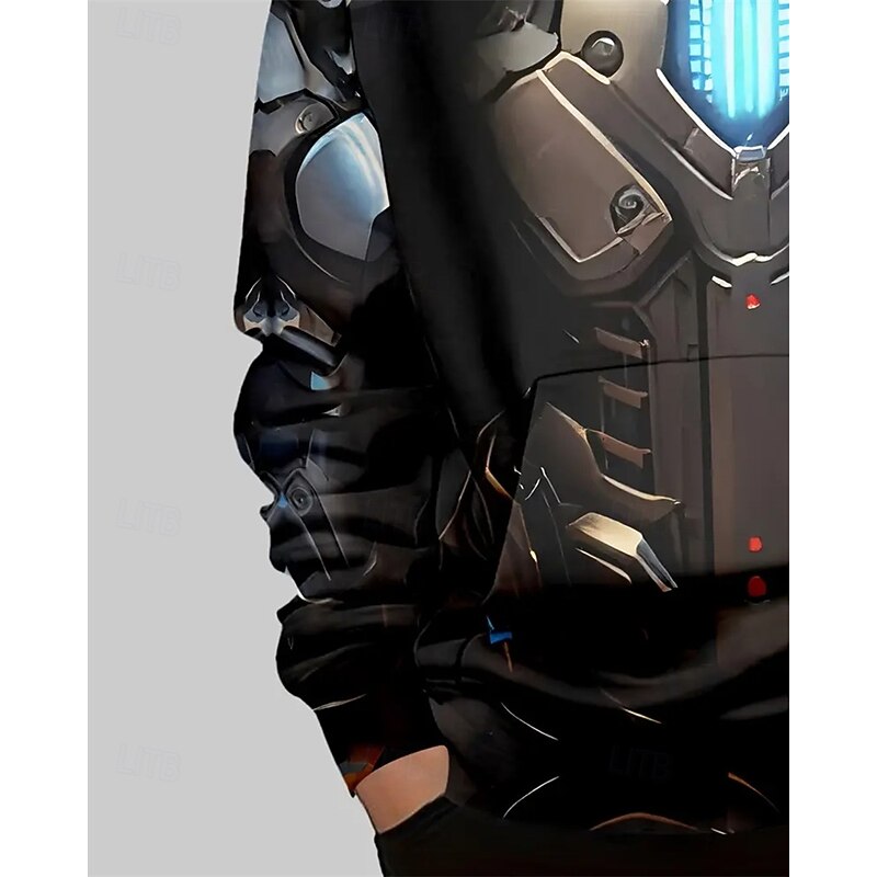 Boys 3D Graphic Hoodie Long Sleeve Spring Fall Fashion Streetwear Kids 4-12 Years Hooded Outdoor Casual Daily Regular Fit4