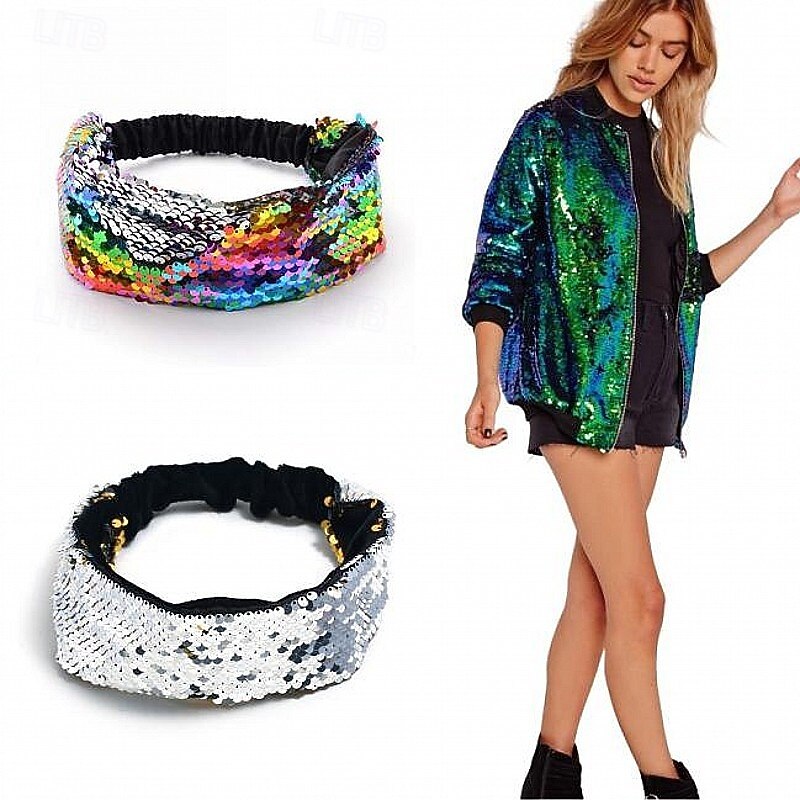 Sequin Headbands Elastic Stretch Sparkly Fashion Headband for Teens Girls Women Hairband Sport Head Band Party Favors Muticolored2