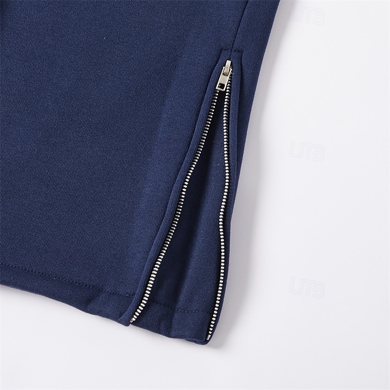 Men's Sweatpants Joggers Trousers Straight Leg Sweatpants Flared Sweatpants Drawstring Elastic Waist Zip Leg Plain Comfort Warm Full Length Outdoor Casual Daily Fashion Streetwear Black Blue 5