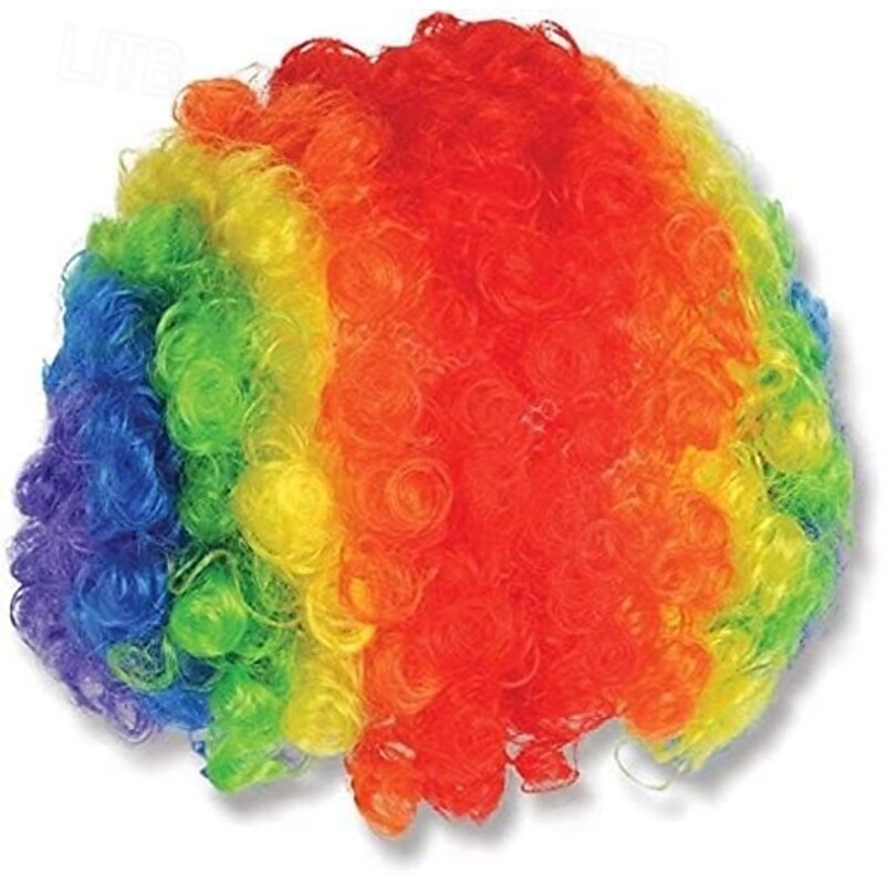Rainbow Curly Costume Party Wig Multicolor For Carvinal3