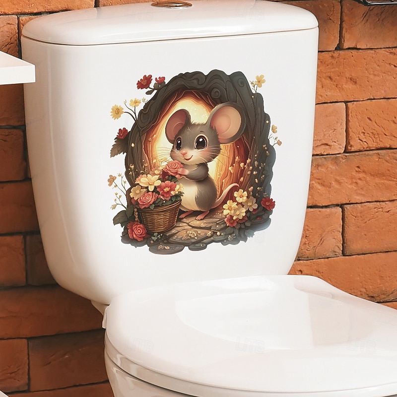 Valentine's Day Cute Mouse Bathroom Toilet Seat Cover Decorative Sticker3