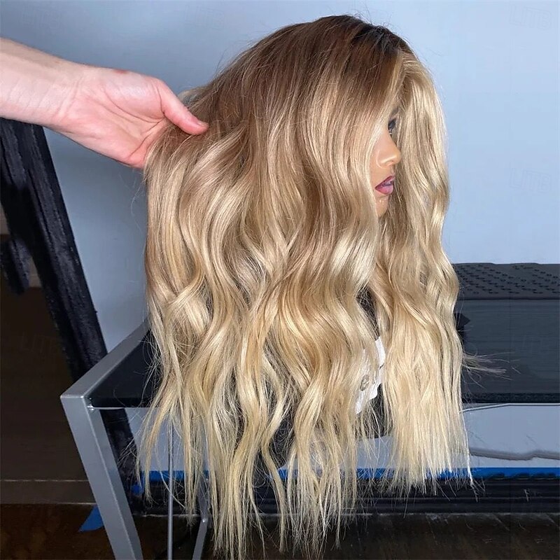 Unprocessed Virgin Hair 5x5 Closure 13x4 Lace Front Wig Free Part Brazilian Hair Wavy Blonde Multi-color Wig 130% 150% Density Ombre Hair Highlighted / Balayage Hair 100% Virgin Glueless For Women2