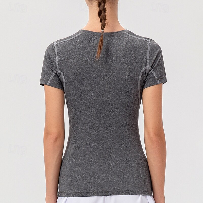 Women's Sweatshirt Crew Neck Quick Dry Lightweight Comfortable Sporty Short Sleeve Sports Solid Color Tee Tshirt Tank Top For Gym Workout Running Fitness Slim Activewear2