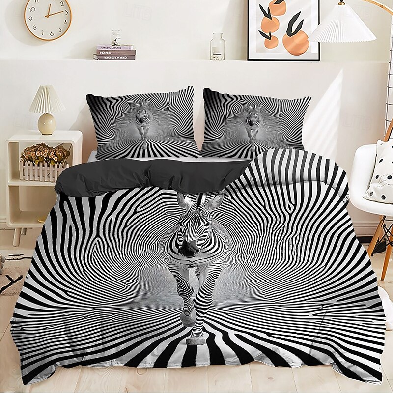 3D Animal 100 Cotton Duvet Cover Set Hotel Bedding Sets Comforter Cover with Soft Lightweight Microfiber,1 Duvet Cover, 2 Pillowcases for Double/Queen/King(1 Pillowcase for Twin/Single) coverlet2