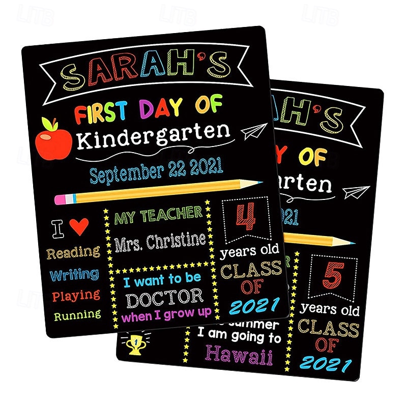 1pc First And Last Day Of School Chalkboard Sign 10''x12'' Double-Sided 1st Day Back To School Board Reusable Last Day Of School Sign For Girls Boys Of Preschool Kindergarten