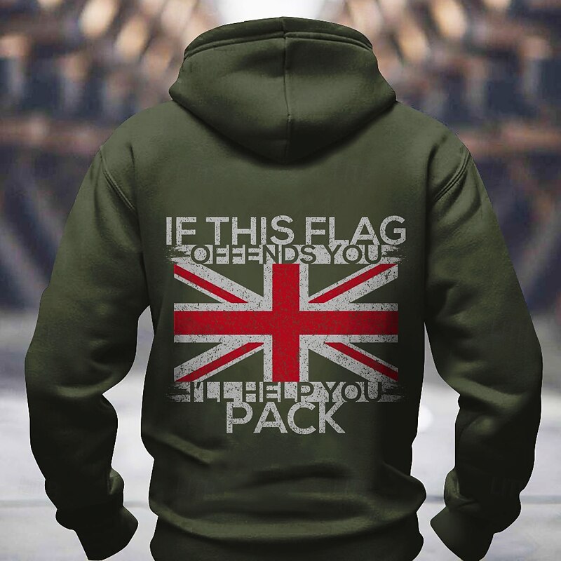 Men's UK Flag / National flag Hoodies Sweatshirt Fashion Long Sleeve Crew Neck Holiday Streetwear Black Blue Drawstring Fall Winter Designer3