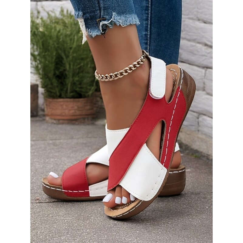 Comfortable Red Crisscross Strap Sandals for Women - Perfect for Casual Occasions3