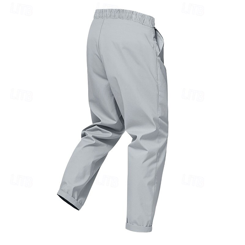 Men's Dress Pants Trousers Suit Pants Pocket Drawstring Elastic Waist Plain Comfort Wrinkle Resistant Full Length Party Business Daily Elegant Fashion Black White Micro-elastic2
