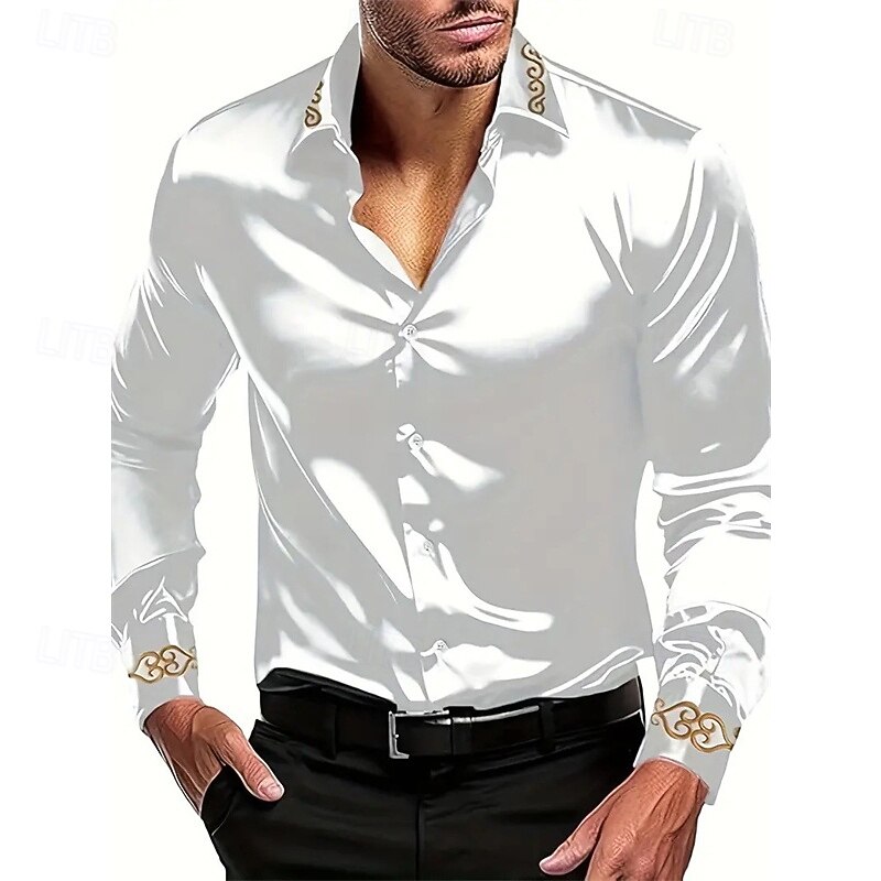 Men's Shirt Summer Shirt Casual Shirt Collared Shirt Button Up Shirt Black White Red Blue Green Long Sleeve Color Block Lapel Vacation Holiday Patchwork Clothing Apparel Polyester Fashion Casual4