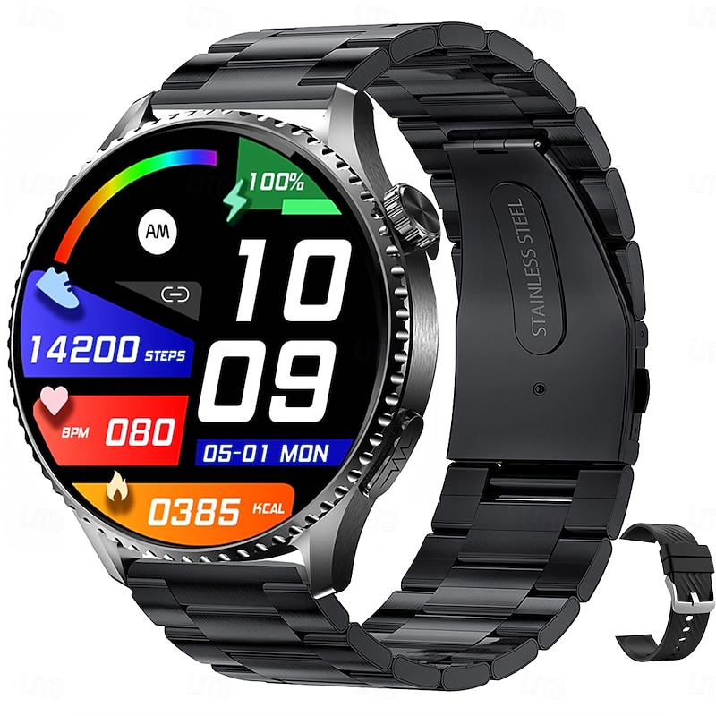 iMosi MT800 Smart Watch 1.56 inch Smartwatch Fitness Running Watch Bluetooth ECG+PPG Temperature Monitoring Pedometer Compatible with Android iOS Women Men Hands-Free Calls Waterproof Media Control