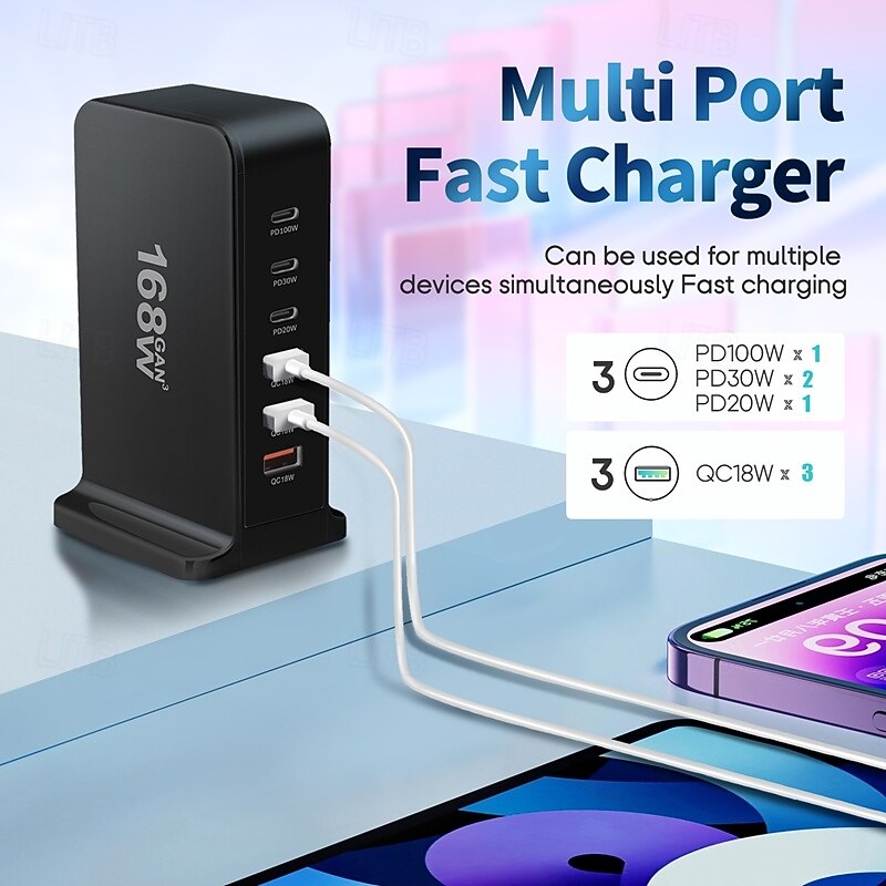 USB 3.0 Hubs 6 Ports 6-in-1 Support Power Delivery Function USB Hub with USB 3.0 Type B 5V / 3A Power Delivery For Laptop Tablet Smartphone3