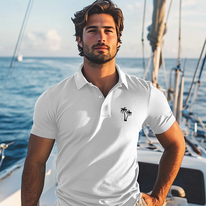 Kentucky Derby Men's Tree Polo Short Sleeve Polo Shirts Collared Shirts Casual Resort Vacation Wear Buttons 3D Print Summer Spring Fall Black White Blue2