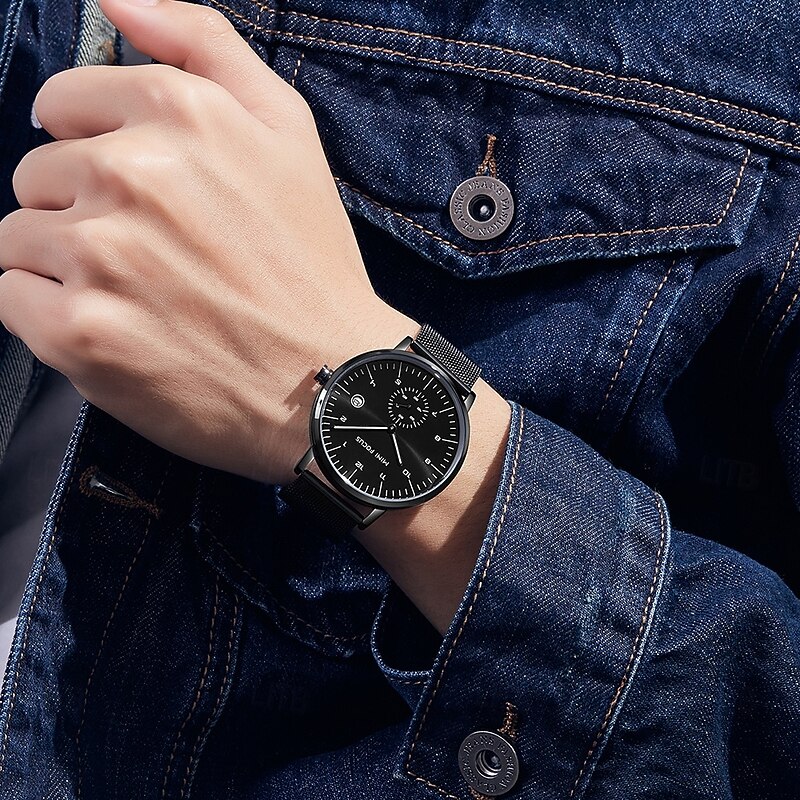 MINI FOCUS Men Quartz Watch Creative Fashion Casual Wristwatch Calendar Waterproof Decoration Steel Leather Watch3