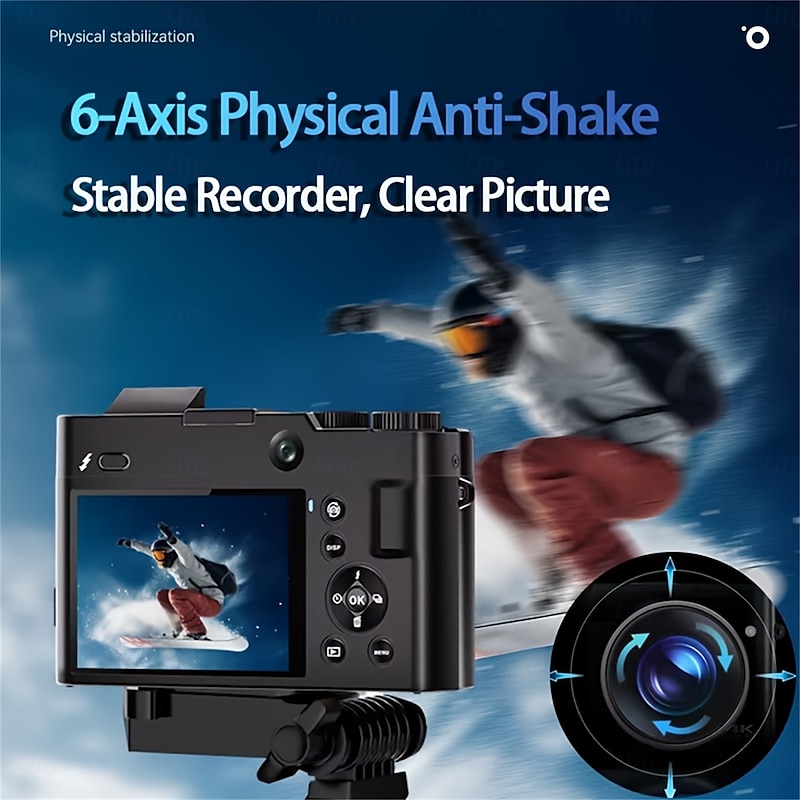 4K UHD Digital Camera 64MP Dual Cameras Auto Focus Selfie Vlogging with Bright Flash 16X Zoom Compact Travel Digicam Point and Shoot2