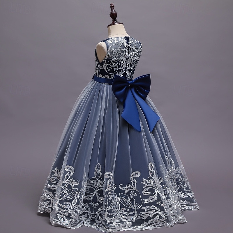 Flower Girl Dress Kid's Girls' Princess Dress Performance Wedding Party Elegant Beautiful Mesh Solid Color Sleeveless Crew Neck Light Pink Wine Red 4 years+4