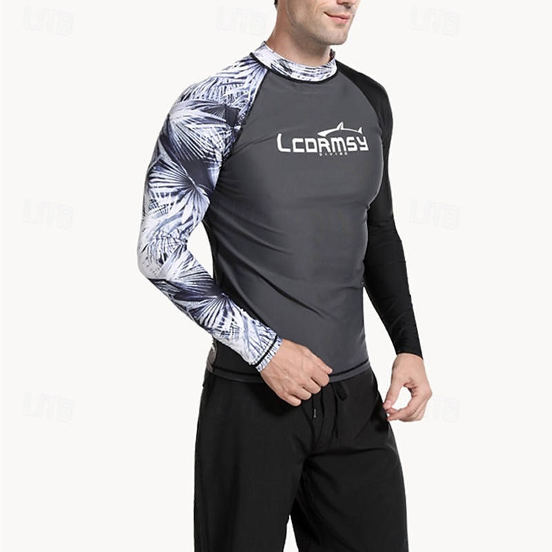 Men's Swim Trunks Rash guard Swimsuit Lightweight Long Sleeve Swimwear Swimsuit 3-Piece Swimming Surfing Beach Water Sports Printed Summer Spring Autumn3
