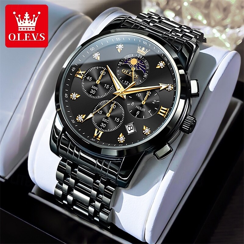 New Olevs Brand Stainless Steel Band Men'S Business Watch Calendar Luminous Chronograph Multifunction Simple Leisure Quartz Watch Fashion Waterproof Sports Men'S Wristwatch4
