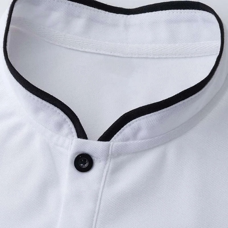 Men's Polo Shirts Collarless Golf Shirts Casual Stand Collar Short Sleeve Basic Comfortable Plain Buttons Summer Spring Regular Fit Black White Red Polo Shirts3