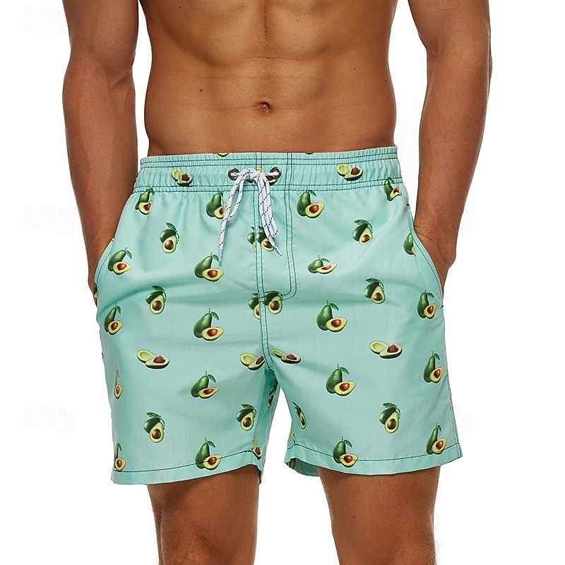 Men's Swim Trunks Swim Shorts Board Shorts Bathing Suit Drawstring with Pockets Swimming Surfing Beach Water Sports Fruit Summer Spring3