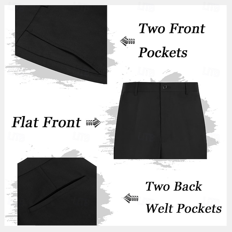 Men's Graphic Prints Dress Pants Trousers Mid Waist Business Casual Outdoor Vacation Streetwear with Pockets Slim Fit Flat-Front Summer Spring 3D Print White3