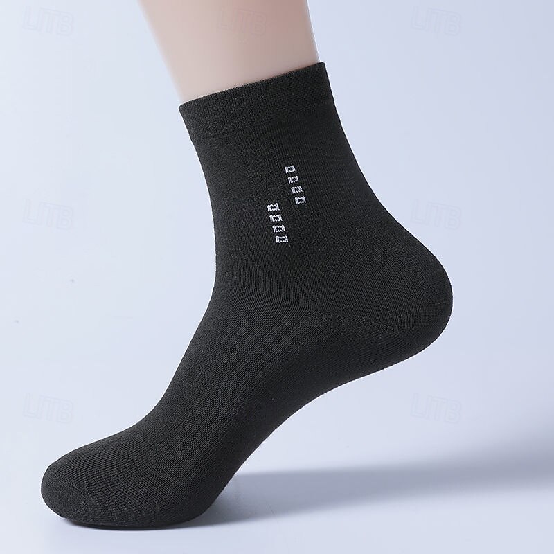 Men's 5 Pairs Multi Packs Socks Crew Socks Running Socks Casual Socks Black White Color Plain Vacation Sports & Outdoor Daily Basic Medium Spring Fall Fashion Casual4