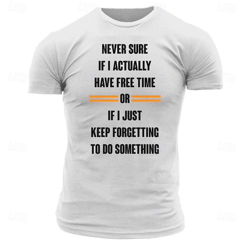 Men's Letter Printed Funny T Shirt Tee Top 100% Cotton Short Sleeve Graphic Shirt Heather Gray White Comfortable Tee Vacation Street Fashion Designer Clothing2