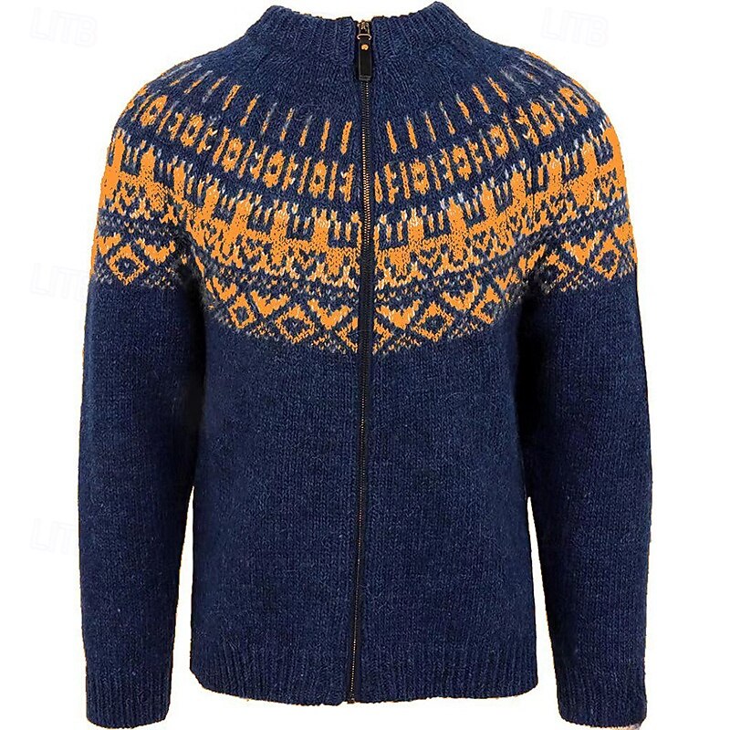 Men's Cardigan Sweater Cropped  Sweater Zip Sweater Knit Sweater Ribbed Knit Regular Tops Patchwork Pocket Color Block Stand Collar Fashion Classic Vacation Daily Wear Clothing Apparel Fall & Winter4