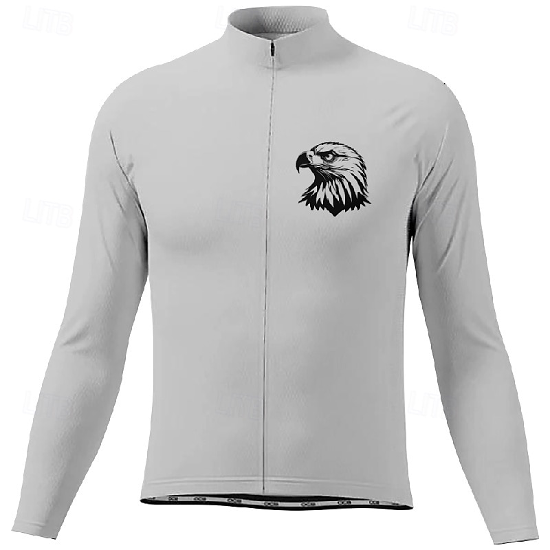Men's Cycling Jersey Eagle Long Sleeve Bike Tee Tshirt Jersey with 3 Rear Pockets Mountain Bike MTB Quick Dry Anatomic Design Wicking Breathable Sports Dark Pink White Pink Clothing Apparel