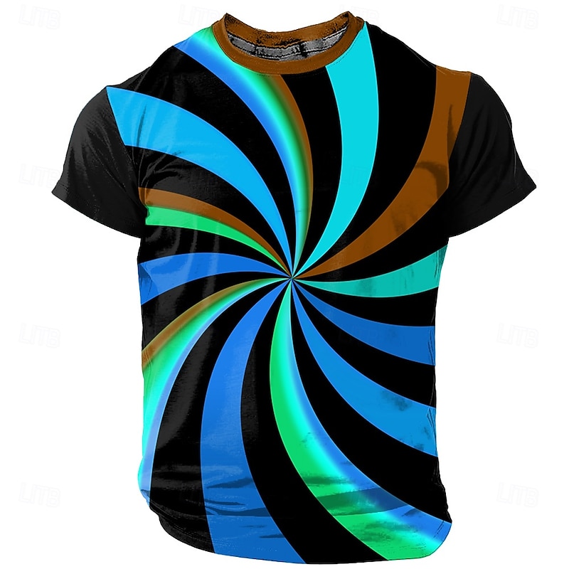 Men's Geometric T Shirt Short Sleeve T shirt 3D Print Crew Neck Shirt Exaggerated Designer Party Holiday Club Yellow Blue Purple Summer Spring Clothing Apparel S M L XL XXL XXXL3
