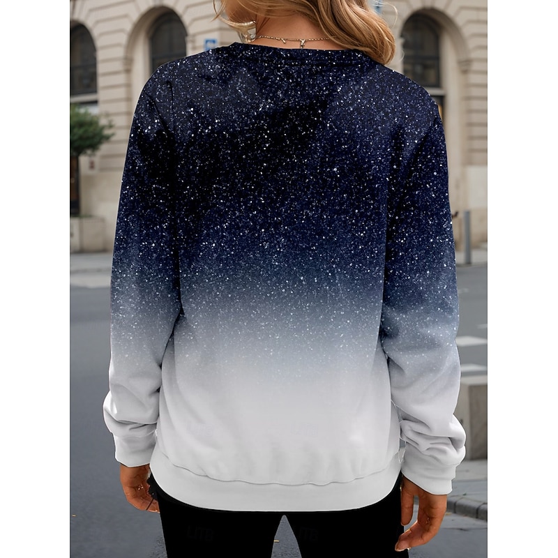 Women's Hoodies Graphic Casual Long Sleeve Crew Neck Regular Tops Street Dailywear Print Blue Fall Winter2