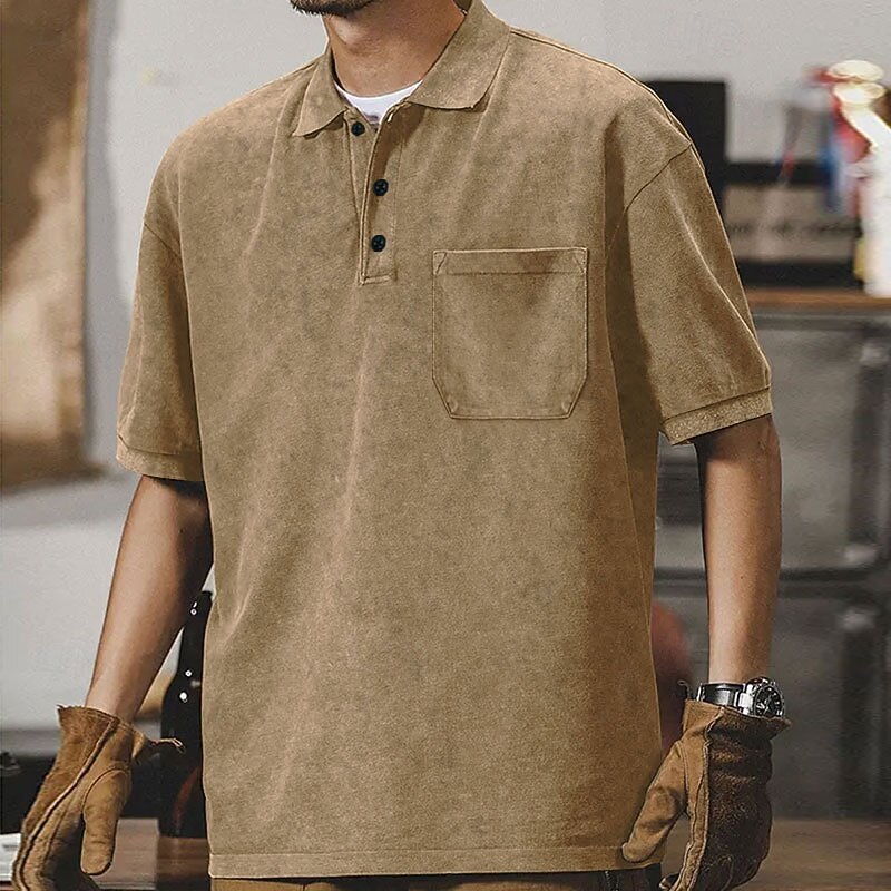 Men's T Shirt Golf Polos Shirts Casual Classic Short Sleeve Fashion Distressed Solid Color Buttons Spring Fall Navy-blue Army Green Black Khaki Gray T Shirt4