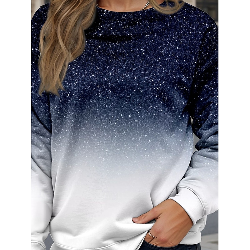 Women's Hoodies Graphic Casual Long Sleeve Crew Neck Regular Tops Street Dailywear Print Blue Fall Winter3