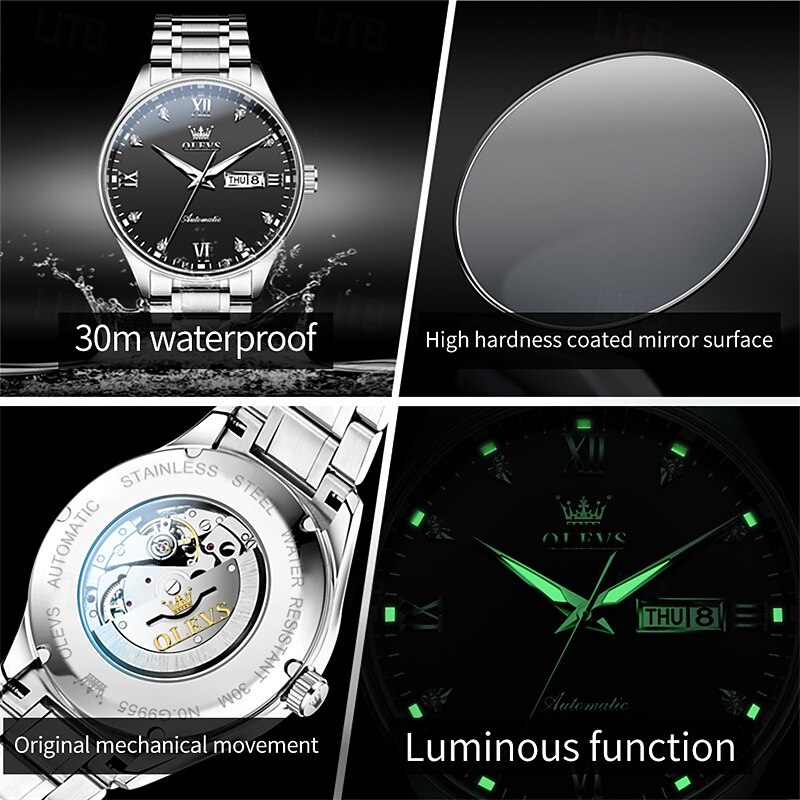 Olevs Brand Men'S Business Watch Luminous Double Calendar Automatic Mechanical Watch Simple Waterproof Fashion Sports Men'S Wristwatch2