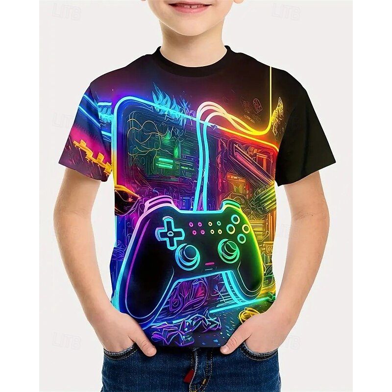 Boys 3D Graphic Game T shirt Tee Short Sleeve Summer Spring Fashion Basic Kids 4-12 Years Crew Neck Outdoor Casual Daily Regular Fit