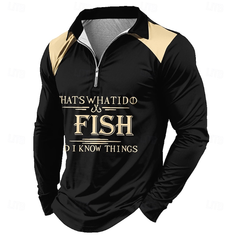Mens Quarter-Zip Long Sleeve Fishing Graphic Top - THAT'S WHAT I DO & FISH I KNOW THINGS3