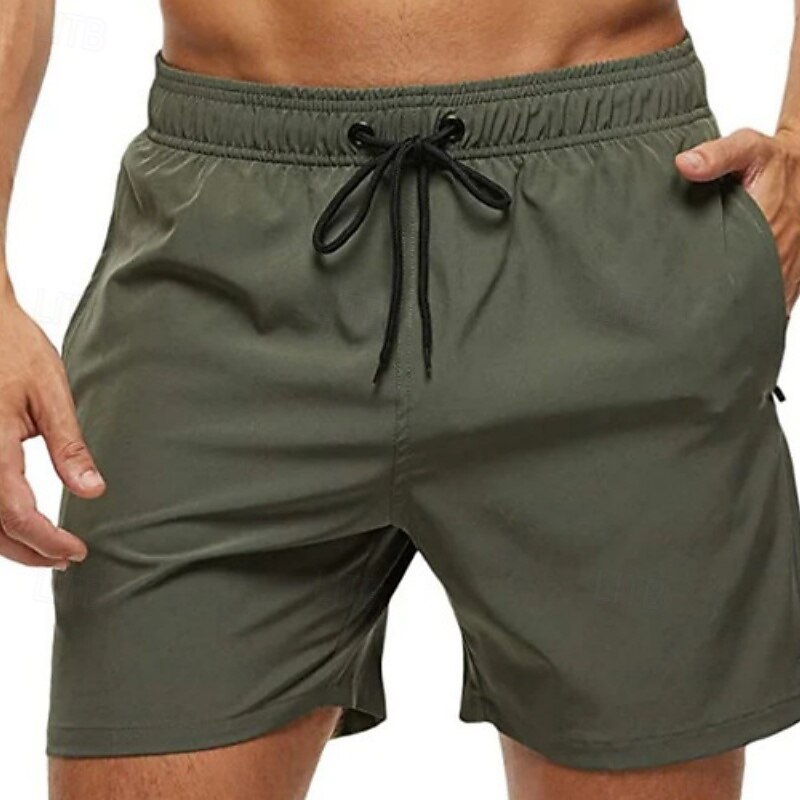 Men's Swim Trunks Swim Shorts Board Shorts Bathing Suit Drawstring with Pockets Swimming Surfing Beach Water Sports Solid Colored Summer Spring4