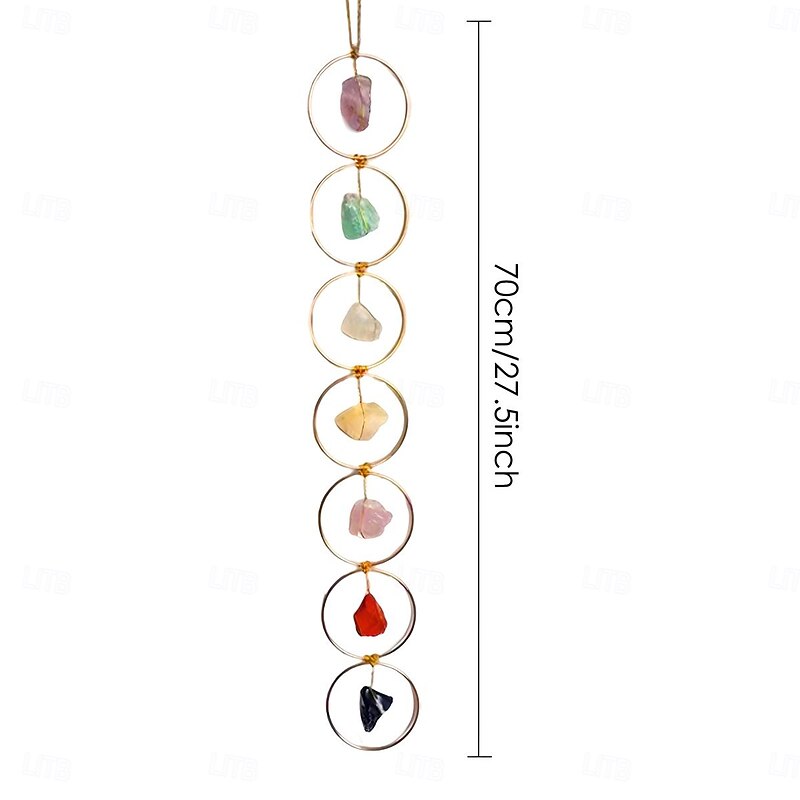 Colored Glass 7 Chakra Gemstone Wall Decor, Meditation Hanging Ornament for Home Decor, Good Luck Reiki Yoga Meditation Wall Hanger (Random Color and Arrangement Order)2