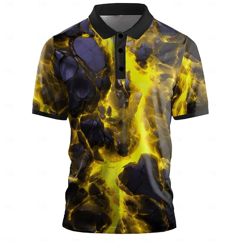 Men's Graphic Geometric Golf Shirt Short Sleeve Polo Shirts Collared Shirts Casual Dark School Outdoor Street Dailywear 3D Print Summer Yellow Red Purple3