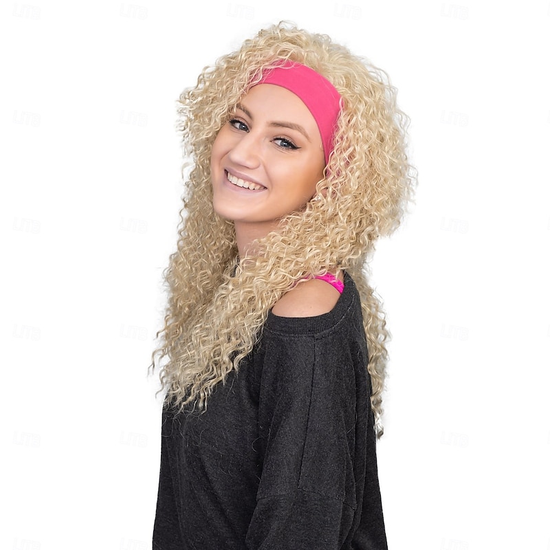 Retro 80s Aerobics Instructor Deluxe Wig Without Headband Halloween Wigs3