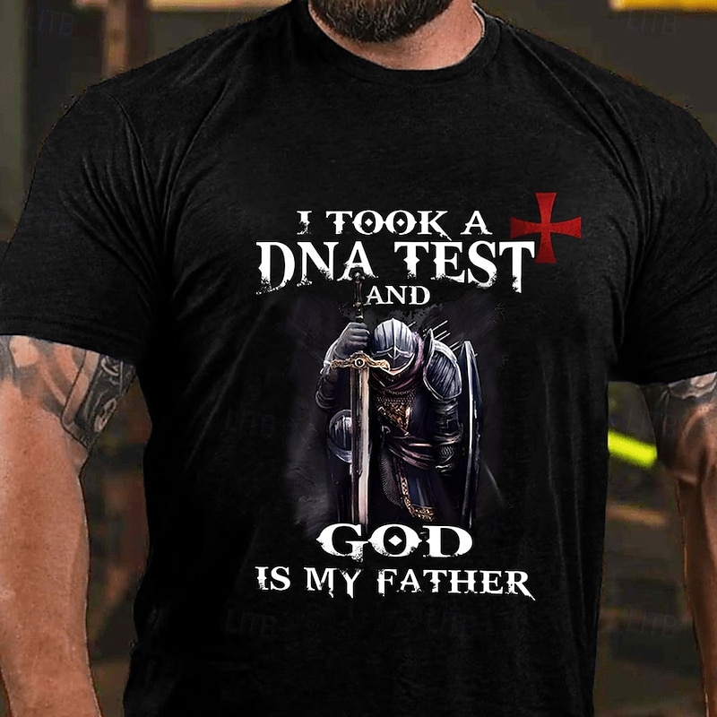 Men's Knights Templar Letter Printed Cross T Shirt Tee Top 100% Cotton Short Sleeve Graphic Shirt Black White Army Green Comfortable Tee Vacation Street Fashion Designer Clothing