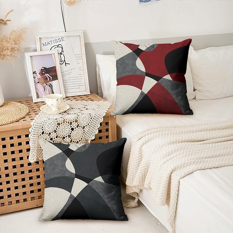 Argyle Pattern Decorative Toss Pillows Cover 1PC Soft Square Cushion Case Pillowcase for Bedroom Livingroom Sofa Couch Chair Black Grey White Red3