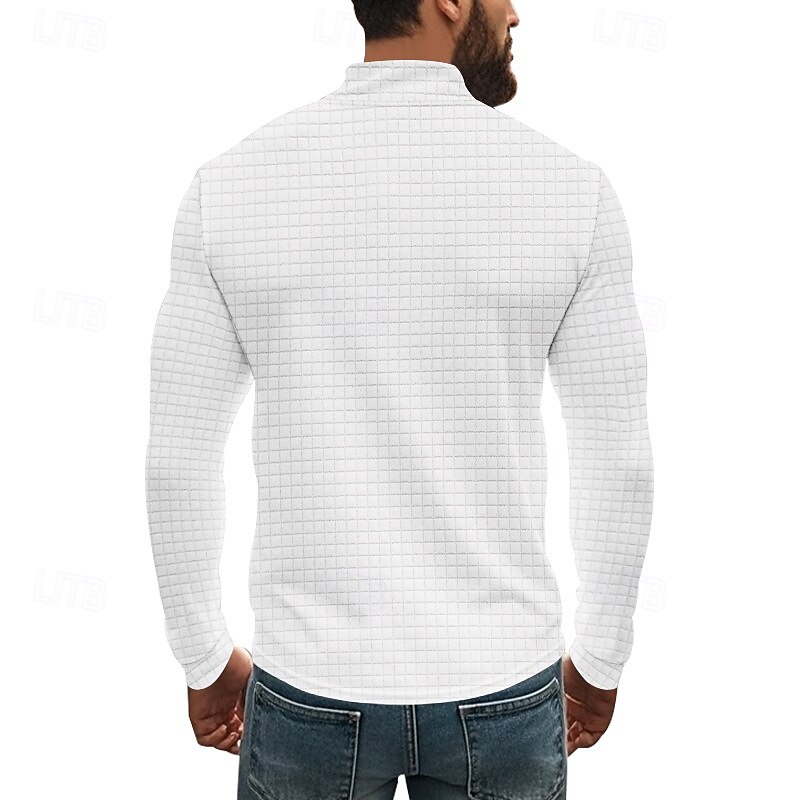 Men's Sweatshirt Quarter Zip Sweatshirt Black White Wine Army Green Khaki Half Zip Plain Ribbed Textured Knit-texture Sports & Outdoor Daily Holiday Polyester Streetwear Basic Casual Spring &  Fall3