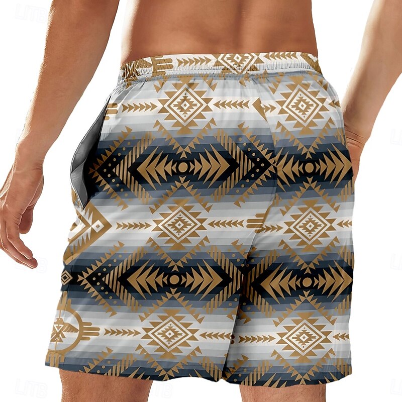 Men's Aztec Geometric Pattern Ethnic Shorts Summer Shorts Beach Shorts Mid Waist Vintage Streetwear Hawaiian Casual Daily Holiday Drawstring Pocket Elastic Waist Designer Clothing Apparel2