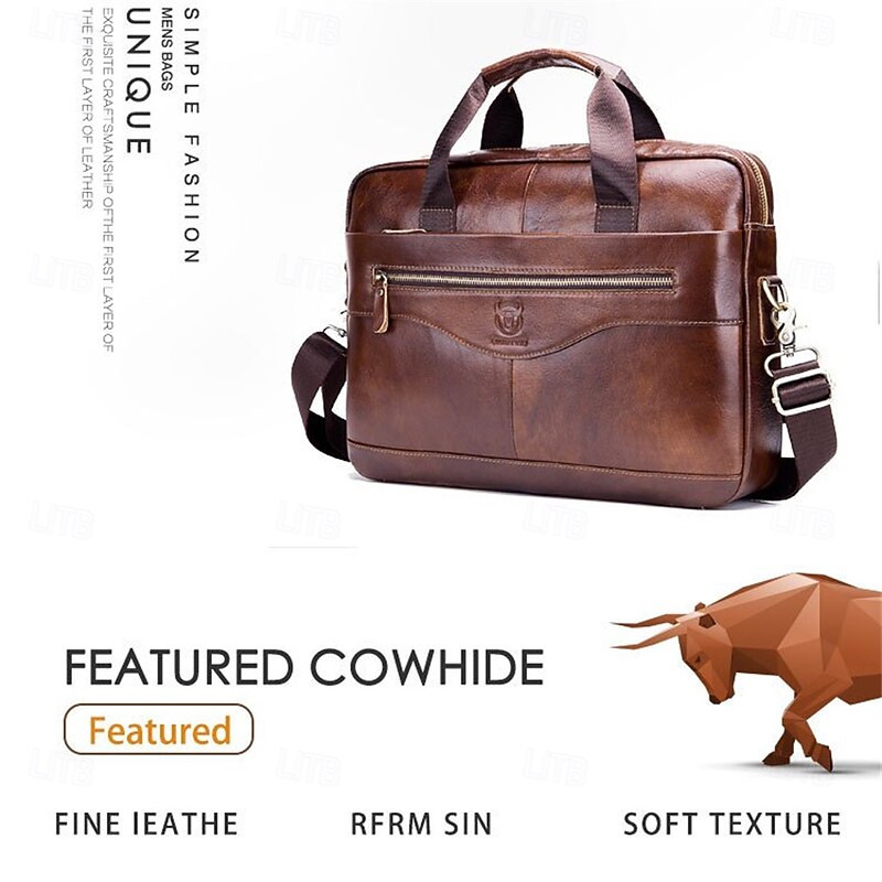 PU Leather Laptop Shoulder Messenger Bag Briefcase15.4 Inch Laptop Bags High Quality Business Massager Bag Men Brand Real Leather Handbags2