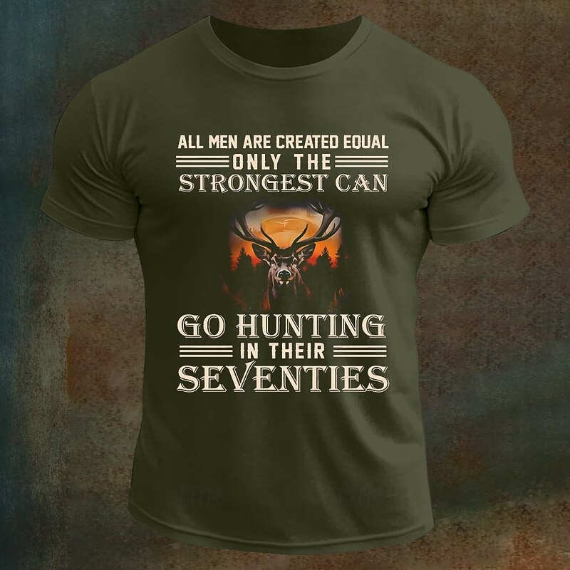 Men's Funny Letter Print Hunting Deer T Shirt Tee Top 100% Cotton Short Sleeve Graphic Shirt Black White Army Green Comfortable Tee Street Sports Outdoor Fashion Designer Clothing3