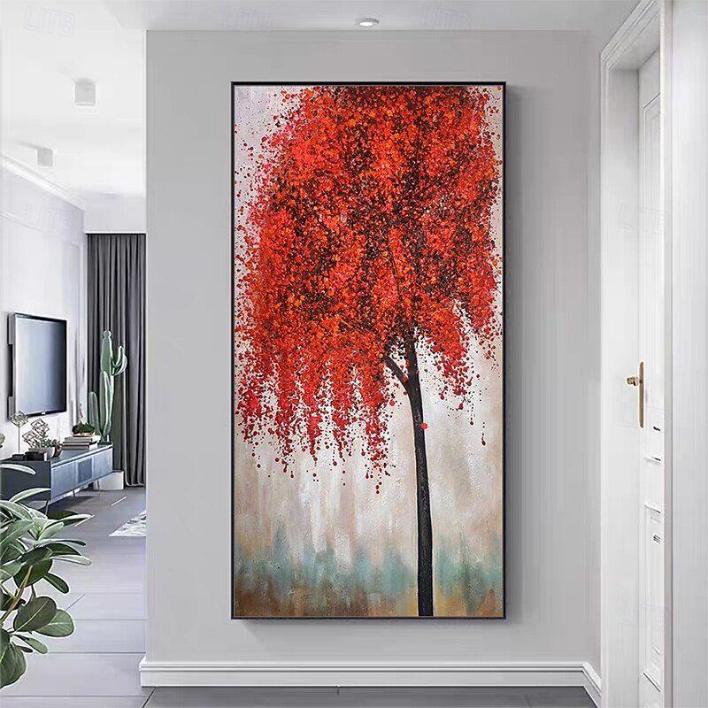 Mintura Handmade Abstract Tree Oil Paintings On Canvas Wall Art Decoration Modern Texture Flowers Picture For Home Decor Rolled Frameless Unstretched Painting4